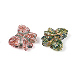 スプレープリント透明ガラスビーズ連売り  蝶結び  ミックスカラー  15.5~16x17.5~18x7mm  穴：0.9mm  約20個/連  13.19インチ（33.5cm）&nbsp;GLAA-N061-05