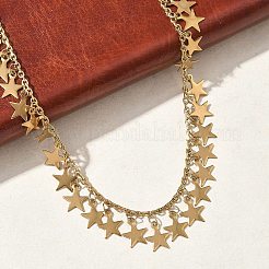 女性用304ステンレススチール製星型タッセルネックレス  イオンプレーティング（ip）  ゴールドカラー  17.64インチ（44.8cm）&nbsp;NJEW-D328-04G