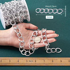 アルミツイストチェーンカーブチェーン  溶接されていない  銀  20x15x1.8mm  5メートル/セット&nbsp;CHA-TA0001-05S