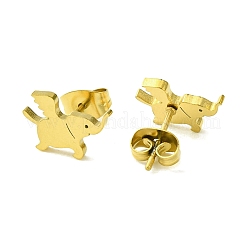 かわいい動物をテーマにした304ステンレススチールのスタッドピアス  象  12x8mm&nbsp;LS-EJEW-B041-03C-G