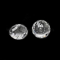 K9ガラス  模造オーストリアクリスタルビーズ  グレードAAA  多面カット  ロンデル  透明  8x5.5mm  穴：0.9~1mm&nbsp;SWAR-F068-6x8mm-01
