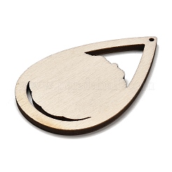 ウッドペンダント  ティアドロップ  クリスマステーマのチャーム  クリスマスリース  55x34x2.5mm  穴：1.6mm&nbsp;WOOD-Z003-04H