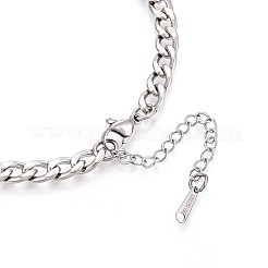 6mm 304ステンレススチール製キューバンリンクチェーンネックレス  変色しない  ステンレス鋼色  15.94インチ（40.5cm）&nbsp;NJEW-N058-11P