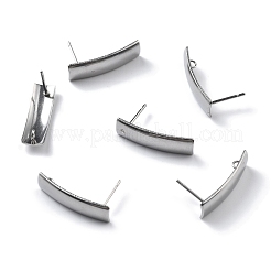 変色しない304ステンレススチールスタッドピアス金具  カン付き  長方形  ステンレス鋼色  21x6mm  穴：1.8mm  ピン：0.7mm&nbsp;STAS-L238-079P