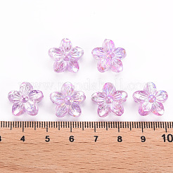 透明なアクリルビーズ  ABカラー  花  スミレ  14.5x15.5x7mm  穴：1.8mm  約657個/500g&nbsp;TACR-S154-45C-935