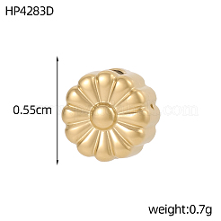 304ステンレススチールビーズ  花  イオンプレーティング（ip）  14KGP本金メッキ  5x5mm  穴：1mm&nbsp;STAS-OY017-59G
