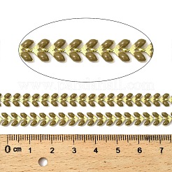 真鍮エナメルリーフリンクチェーン  ハンダ付け  長持ちメッキ  スプールで  ゴールドカラー  オリーブ  リンク：6x7x2mm  約32.81フィート（10m）/ロール&nbsp;CHC-F021-02G-04
