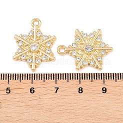クリスマス合金ラインストーンペンダント  スノーフレークチャーム  ラックめっき  ゴールドカラー  24x18x3mm  穴：1.8mm&nbsp;FIND-B059-06G-02