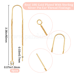 合金スタッドピアス金具4組  アメリカンピアス  スターリングシルバーのピンとループ925個付き  18KGP本金メッキ  60mm  穴：1.8mm  ピン：0.7mm&nbsp;FIND-BBC0003-32G