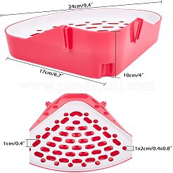 プラスチック製の小動物三角トイレトレーナーコーナー  ミニほうきブラシとちりとりセット付き  小動物用  ショッキングピンク  10x24x17cm&nbsp;AJEW-GA0001-34A