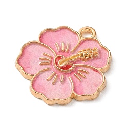 合金エネマルペンダント  花のチャーム  ゴールドカラー  ピンク  20x19x2.5mm  穴：1.8mm&nbsp;AL-CBAFB12-02D