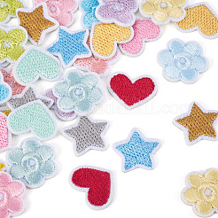 刺繍布アイロン接着/縫い付けパッチ2セット  マスクと衣装のアクセサリー  アップリケ  花  ミックスカラー  16.5~21.5x19.5~20.5x1.5mm  16個/セット&nbsp;DIY-TA0013-08