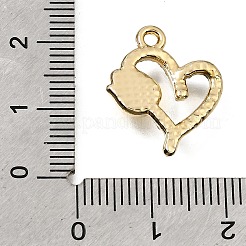 UVメッキ合金クリスタルラインストーンペンダント  花のチャーム付きハート  ゴールドカラー  19x16x4mm  穴：1.8mm&nbsp;RB-CBAD37D-03G
