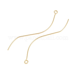 真鍮製のピアスパーツ  カン付き  長持ちメッキ  ニッケルフリー  波線  18KGP本金メッキ  63x6x1mm  穴：2mm&nbsp;KK-A274-17B-G