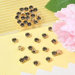 プレシオサ® マキシマ クリスタル 縫い付けカップ  チェコクリスタル  真鍮製爪付き台座付き  719 35 012 チャトン（丸）  ゴールドカラー  ブラックダイヤモンド40010個  ss12（3~3.2mm）&nbsp;Y-PRC-SS12-40010-G