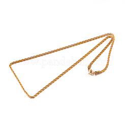 304ステンレススチールロープチェーンネックレス  ゴールドカラー  19.7インチ（50cm）  2.2mm&nbsp;X-STAS-M174-012G