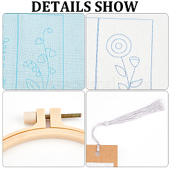 DIY花柄紙しおり刺繡作りキット  生地を含む  綿糸  針  ペーパークラフトカード  タッセルペンダントデコレーションと刺繡フープ  ミックスカラー  ファブリック：267x267~270x0.3ミリメートル&nbsp;DIY-WH0304-311