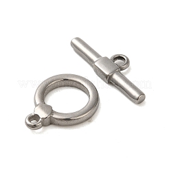 変色しない304ステンレススチールのトグル留め具  ラウンド  ステンレス鋼色  リング：18.5x14x2.5mm  穴：2mm  バー：8x25.5x3mm  穴：2.5mm&nbsp;STAS-Q324-05P