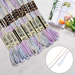 10かせ 6層ポリエステル刺繍フロス  クロスステッチの糸  セグメント染め  ライラック  0.5mm  約8.75ヤード（8m）/かせ&nbsp;OCOR-CY0002-99A