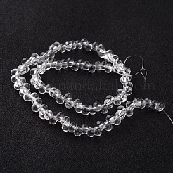 ティアドロップ  ガラスビーズ連売り  透明  6x4mm  穴：1.6mm  約100個/連  15.3インチ&nbsp;X-EGLA-O005-04