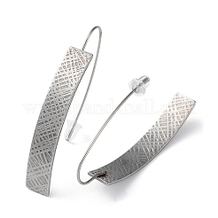 変色しない304ステンレススチール製女性用ダングルイヤリング  カーブ四角形  ステンレス鋼色  46.5x7mm&nbsp;EJEW-D085-01P-03