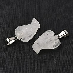 天然石クオーツクリスタルペンダント  201ステンレススチール製金具付き  天使  24~25x15~16x7~8mm  穴：5x7mm&nbsp;G-B127-10P-17