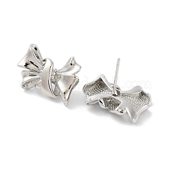 ラックメッキブラススタッドピアス  カドミウムフリー＆鉛フリー  長持ちメッキ  蝶結び  プラチナ  15x22mm&nbsp;EJEW-C081-31P