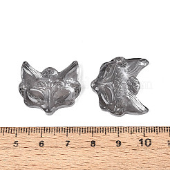 電気メッキ透明ガラスコネクタチャーム  フォックスリンク  濃いグレー  22~23x25x7mm  穴：1.8mm&nbsp;EGLA-N053-02A