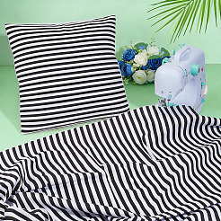 縞模様の綿織物  長方形  ブラック  1000x1600x0.2mm&nbsp;DIY-PH0037-96F