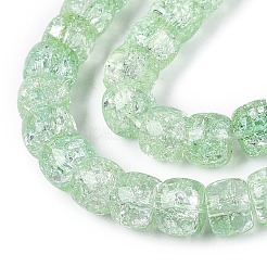 クラックル透明ガラスビーズ連売り  バレル  ミディアムアクアマリン  8~8.5x5.5~6.5mm  穴：1.2~1.4mm  約61~64個/連  14.96~15.75インチ（38~40cm）&nbsp;GLAA-N069-03A-04