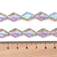 電気メッキガラスビーズセット  菱形  ABカラー  アザミ  15x10x5mm  穴：1mm  約43個/連  25.39''（64.5センチメートル）&nbsp;EGLA-B010-01A-HR02