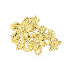 女性用304ステンレススチールオープンカフリング  花  ゴールドカラー  花：40.5x27mm  調整可能&nbsp;STAS-Z111-03G