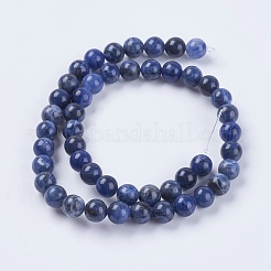 天然石ソーダライトビーズ連売り  ラウンド  8mm  穴：1mm  約45~47個/連  15インチ&nbsp;G-G448-8mm-25