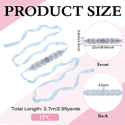 ドレス用ラインストーンアイポリエステルベルト1本  ライトスカイブルー  ライトサファイア  2700mm&nbsp;AJEW-FG0005-74