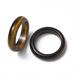 天然タイガーアイ無地バンドリング  女性のためのアクセサリー用原石のアクセサリー  usサイズ9（18.9mm）&nbsp;RJEW-P044-01B-07