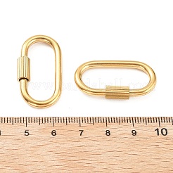 304ステンレススチール製ロックカラビナ  イオンプレーティング（ip）  オーバル  18KGP本金メッキ  32x16.5x3mm&nbsp;STAS-C092-09B-G