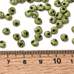 不透明なガラスビーズ  ロンデル  薄緑  0.18x0.18x0.14インチ（0.45x0.45x0.35cm）  穴：1.2mm  約560個/袋&nbsp;GL-CBA31A4-01E