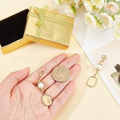 長方形の304ステンレススチールペンダントカボションセッティング  板紙ネックレスボックス付き  ゴールドカラー  60mm  トレイ：14.5x10mm&nbsp;FIND-CA0004-72