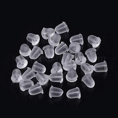 プラスチック製ピアスキャッチ  ピアスバックキャッチ  透明  4x4mm  穴：0.5mm&nbsp;KY-R011-10-1
