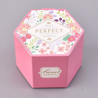 六角形のお菓子の包装箱 結婚披露宴のギフト用の箱 ボックス 花と言葉