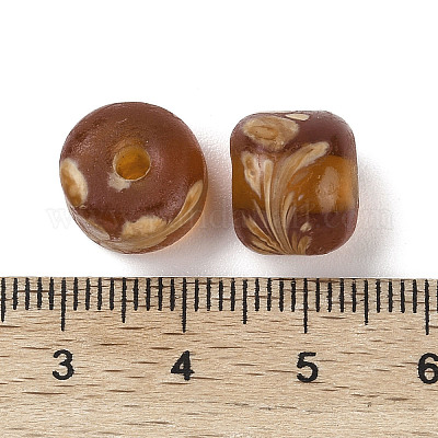 手作りランプワークビーズ  コラム  キャメル  11~13x10~11mm  穴：2~3mm&nbsp;LAMP-M020-01I-1