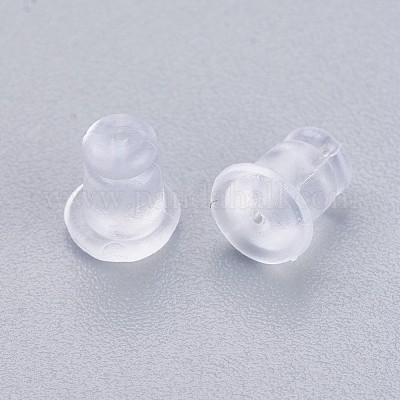 シリコン製ピアスキャッチ  ピアスバックキャッチ  透明  6x5mm  穴：0.7mm  約500個/袋&nbsp;KY-P012-02-1