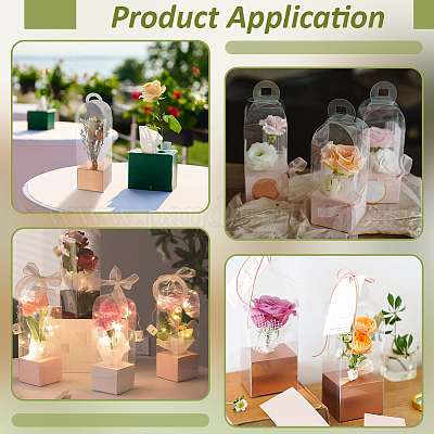 プラスチックと紙製の一輪の花収納ボックス12個  長方形  透明  8x8x24.5cm&nbsp;CON-BC0007-98-1