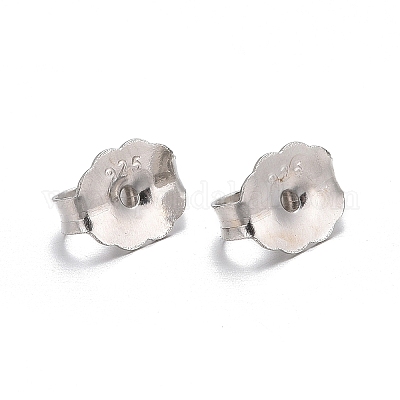 変色防止ロジウムメッキスターリングシルバーのイヤリングナット925個  プラチナ  5x6x3mm  穴：0.7mm  約100個/10g&nbsp;STER-E041-11B-1