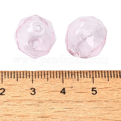 透明ガラスビーズ  多面カット  ラウンド  パールピンク  14x13.5x14mm  穴：1.6mm&nbsp;LS-GLAA-A041-01A-05-1