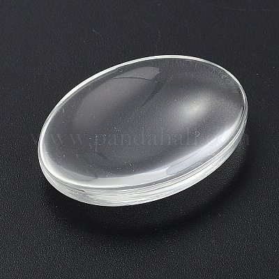 ガラスカボション  オーバル  透明  40x30x7mm&nbsp;LS-GLAA-WH0032-30-1