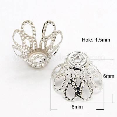 アイアン製ビーズキャップ  プラチナ  8x6mm  穴：1.5mm&nbsp;IFIN-D042-8x6-P-1