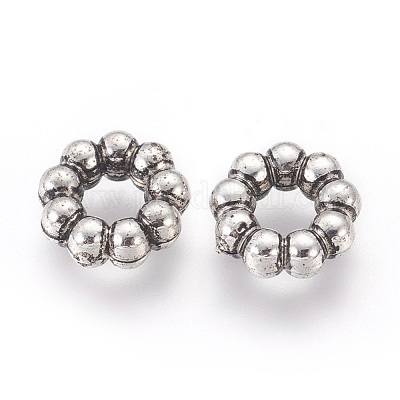 CCBプラスチックフレームコネクター  リング  アンティークシルバー  11.5x4mm  穴：5mm&nbsp;CCB-K007-021AS-1