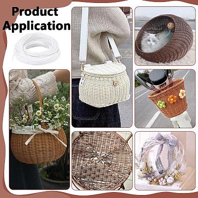 プラスチック製の籐のストリップ  立体織り素材  DIYのための  家具編み物  ホワイト  3mm  60 m /ロール&nbsp;DIY-WH0750-098C-1