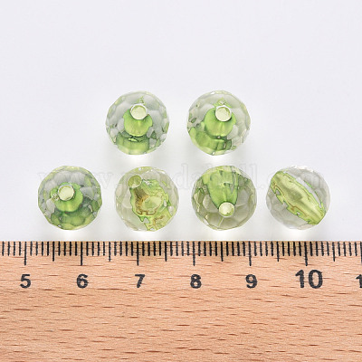透明なアクリルビーズ  ラウンド  多面カット  黄緑  6x5.5mm  穴：1.4mm  約4160個/500g&nbsp;TACR-S154-11A-83-1